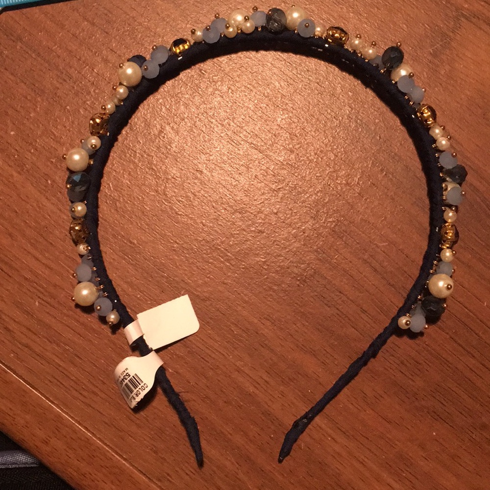 Navy Blue beaded headband